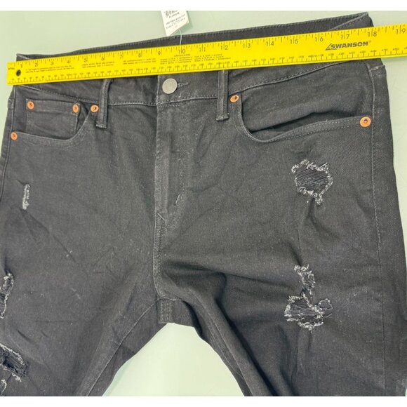American Eagle Jeans Mens 34X34 Airflex Black Distressed Slim Straight New NWT - Picture 10 of 13